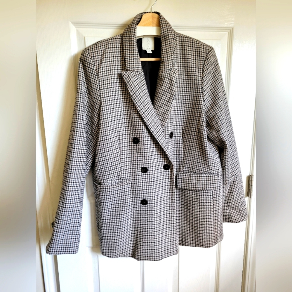 Joie Double-Breasted Plaid Blazer Autumnal Colors Sz M